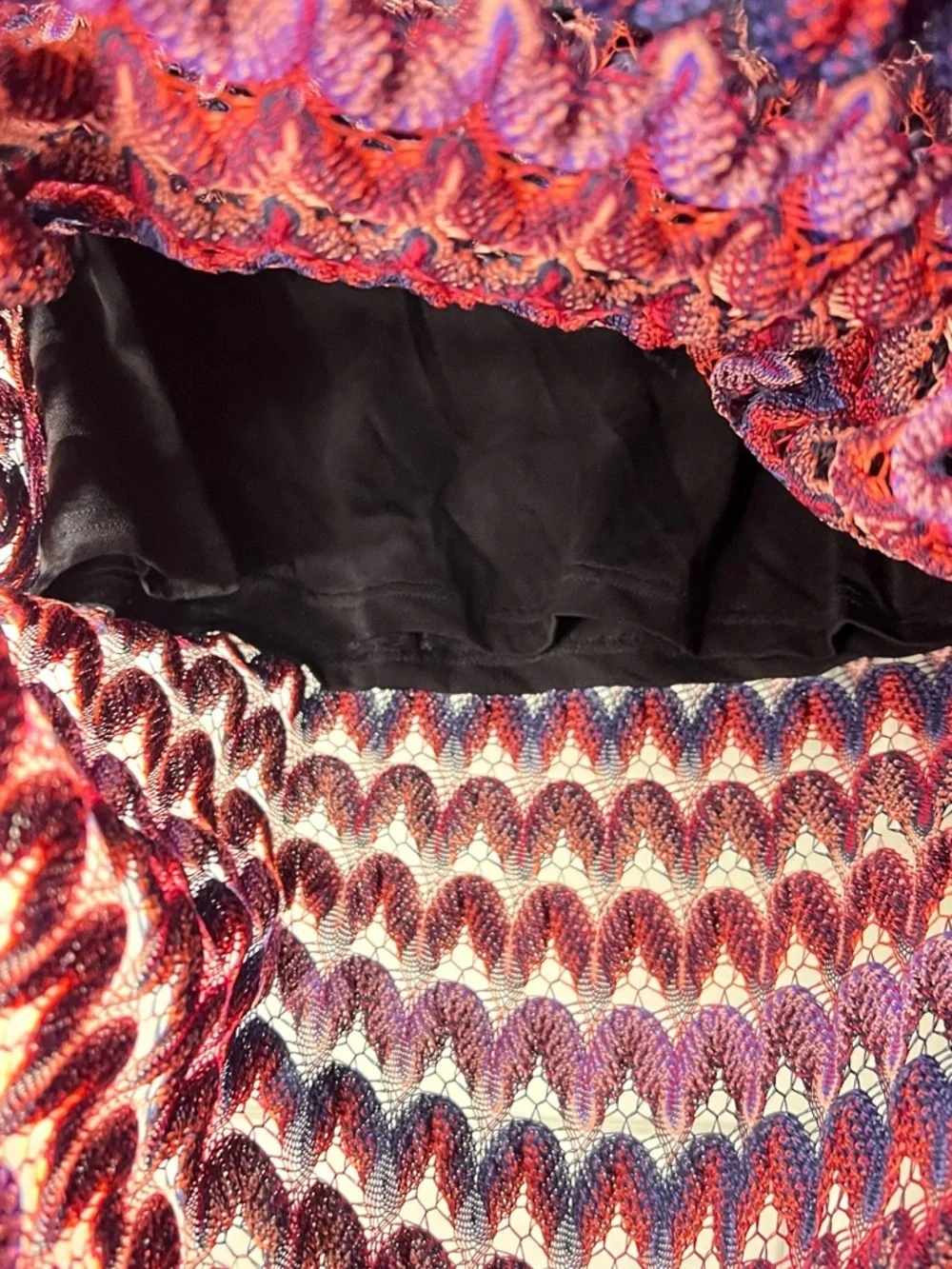 Karen Kane Burgundy-Multi Stretch Crochet Knit Maxi Skirt Sz XS Career Casual